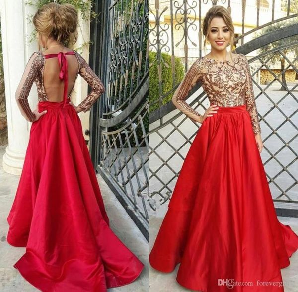 

2019 long sleeves prom dress a line sheer crew neck sequins formal holidays wear graduation evening party gown custom made plus si4215045, Black