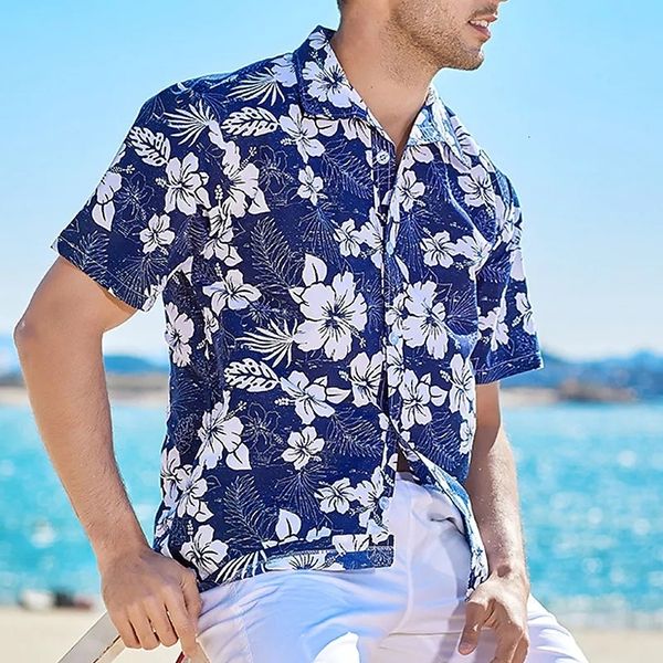 

men's polos shirt camp aloha coconut tree scenery graphic prints turndown blue 3d print street casual short sleeve 230630, White;black