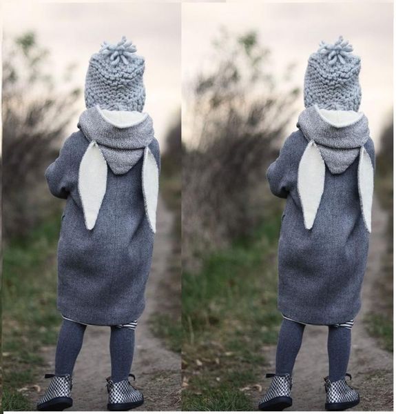 

ins baby girls coat bunny ear infant jacket autumn rabbit hooded toddler casual outwear fashion princess girl 3colors choose 2302912, Blue;gray