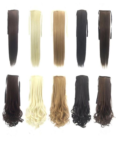 

synthetic ponytails clip in on hair extensions pony tail 50cm 90g synthetic straight hair pieces more 8colors optional fzp243161824, Black