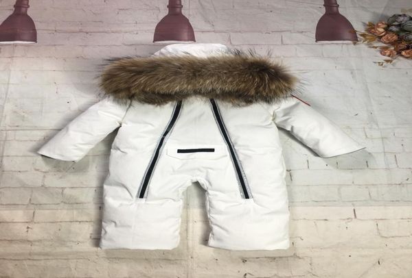 

luxury designer thick warm down white baby kids double zipper real raccoon fur collar collar goose down rompers boy girl jacket to9699771, Blue;gray