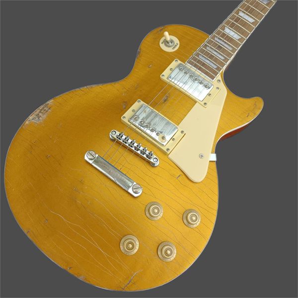 

agedantique electric guitar, nitrocellulose finish, chrome plated accessories, one head, one piece, perturbed connection, high quality