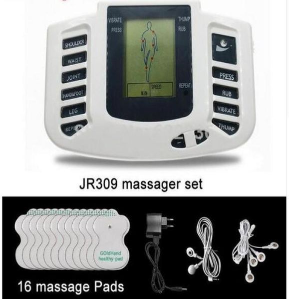 

jr309a health care electrical muscle stimulator massageador tens acupuncture therapy machine slimming body massager 16pcs pads7546576