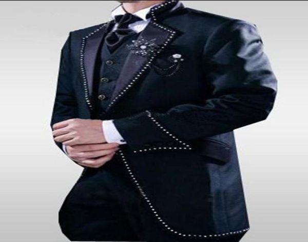 

one button navy long blazer groom tuxedos groomsmen men039s wedding party prom suits 2017 jacketpantsvesttie bespoke plus 9814694, Black;gray