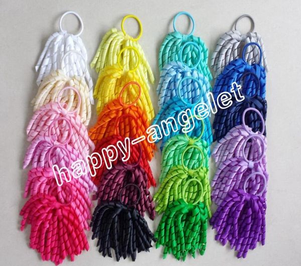 

hair band baby girl korker ponytail holders various color corker curl tassel ribbons streamers hair bows with elastic hair ties ro5519263, Slivery;white
