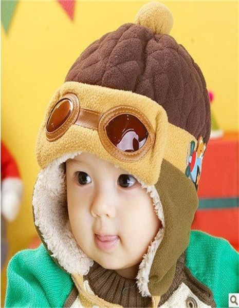 

boys winter warm cap beanie pilot crochet earflap hats knit baby hat gorro drop 24c34600525, Yellow