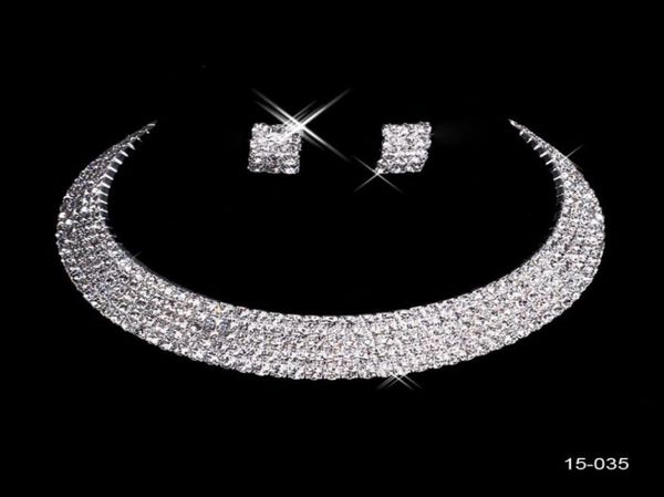 

luxury 15035 shining earring crystal wedding bridal round necklace fashion bride jewel sets evening party jewelry7994590, White