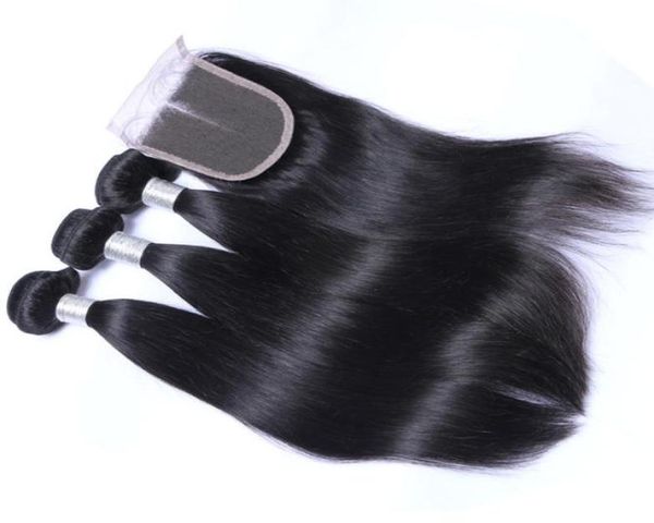 

natural color straight hair 3 bundles and 1closure brazilian hair bundles with closure human hair for black women7477426, Black;brown