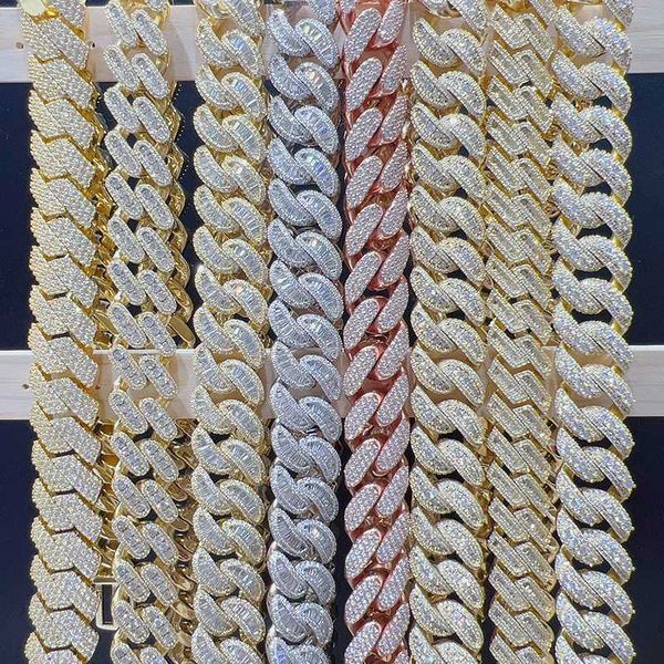 

customized miami cuban link chain pass diamond tester vvs moissanite iced out hip hop lad moissanite diamond bling cuban chain, Silver