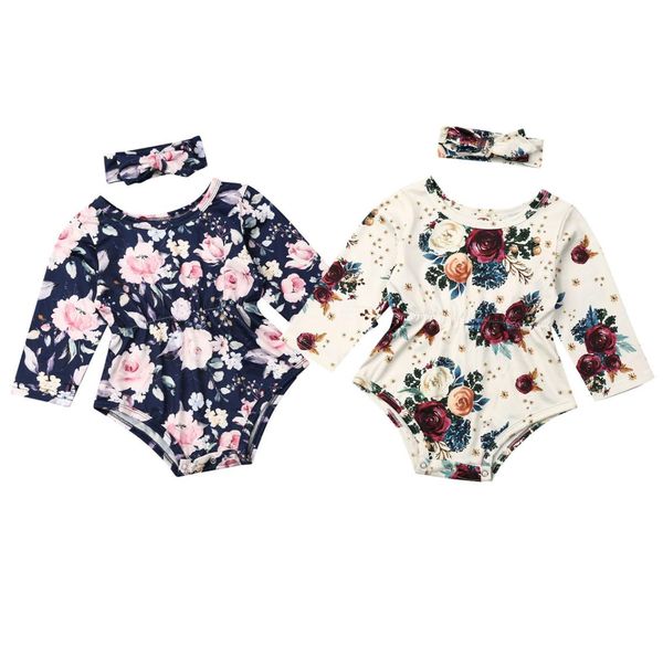 

2pcs newborn kid baby girl flower clothes long sleeve romper jumpsuit outfits2321838, Blue