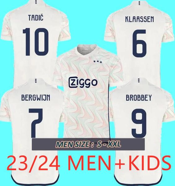 

new 23 24 tadic soccer jersey bassey berghuis klaassen bergwijn kudus 2023 2024 home away football shirt men kids kit uniform ajaxs, Black;yellow