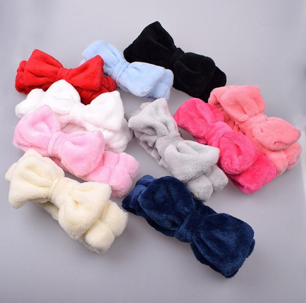 

pure color coral fleece wash face bow hairbands for women girls headbands headwear hair bands turban hair accessories1818842