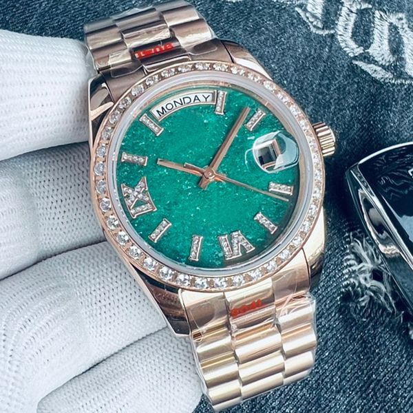 

36mm 41mm classic men mens watch turquoise every dail a discovery automatic watches movement mechanical master rollie stainless steel day da, Slivery;brown