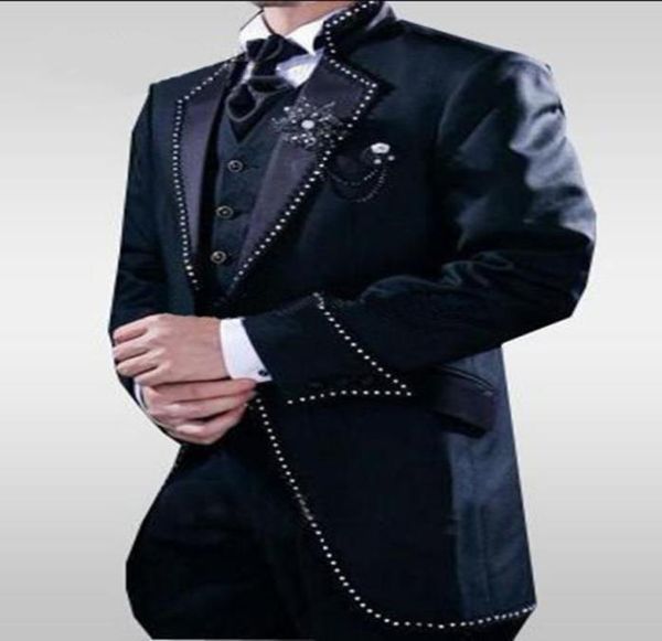 

one button navy long blazer groom tuxedos groomsmen men039s wedding party prom suits 2017 jacketpantsvesttie bespoke plus 5878781, Black;gray