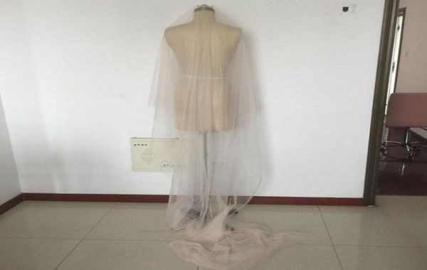 

blush pink cathedral wedding veils 26quot blusher 108quot train custom color raw cut veils long custom length wedding veil w1397046, Black
