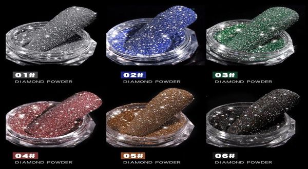 

1box sparkling diamond nail powder laser silver reflective nail glitter dust fine shiny pigment holographic nails art decorations8055004, Silver;gold