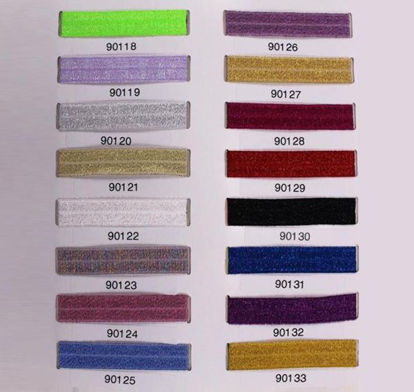 

100yardslot 58quot glitter foe fold over elastic for headbands hair ties hairbow accessories 36 colors for choose4459323, Slivery;white