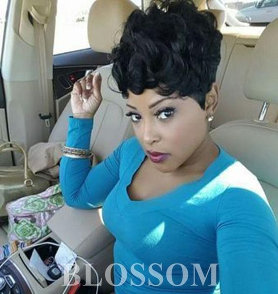 

human hair short curly wigs for black women full lace brazilian pixie cut indian human hair 100 human hair wigs african ame1386284, Black;brown