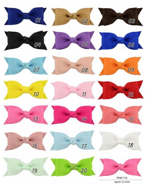 

275 inch baby bow hairpins small mini grosgrain ribbon bows hairgrips girls bowknot hair clips kids hair accessories  colors6196243, Slivery;white