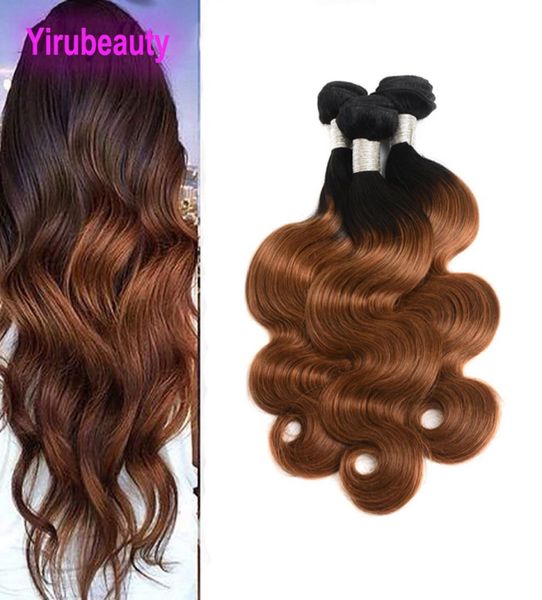 

malaysian 100 human hair three bundles 1b30 ombre hair extensions body wave straight whole 1b 30 dyed hair products9685833, Black