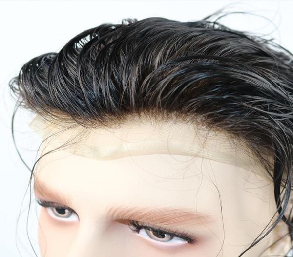 

transparet swiss lace mens hair replacement system 100 light to medium density 10x8 inch 63 colors full lace toupee8740867, Black