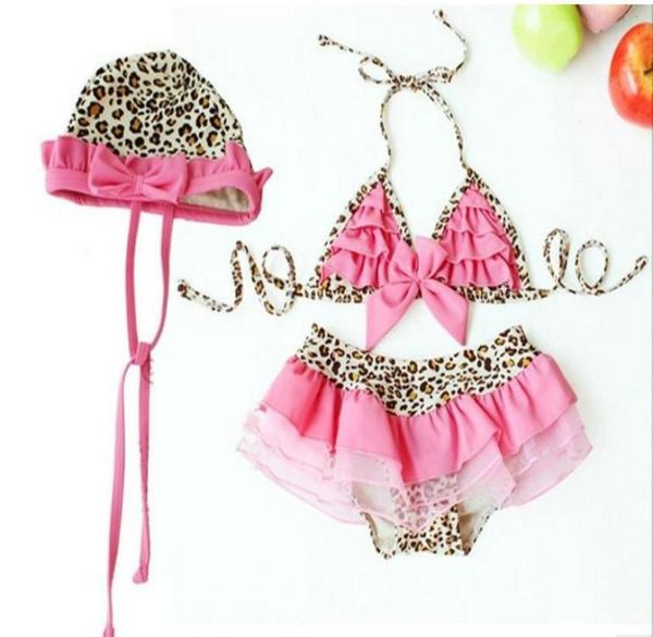 

kids swimwear girls swimwear set fission bikini leopard print bathing suit children beach wear3885349, Blue
