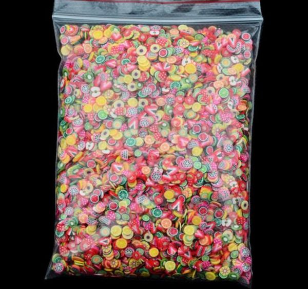 

1000pcspack nail art 3d fruit fimo slices polymer clay diy slice decoration nail sticker mixed stype for choice 5116765, Black