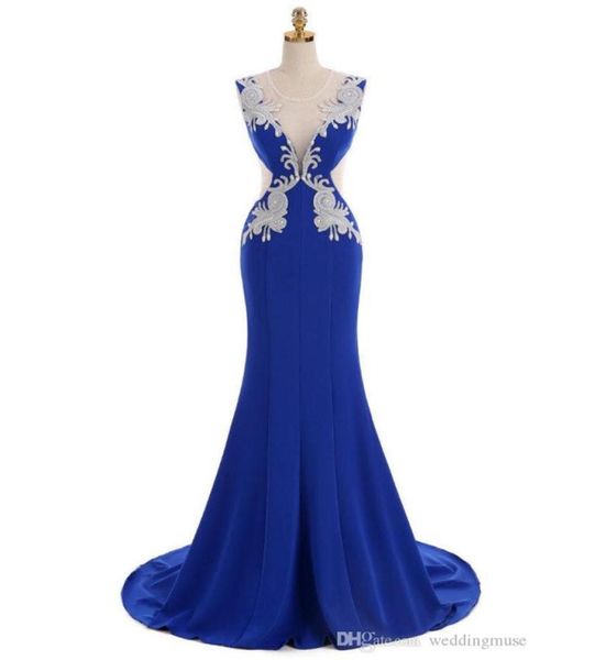 

elegant real formal dresses evening wear jewel sleeveless mermaid royal blue with crystal beads sweep train prom dresses part4477739, Black;red