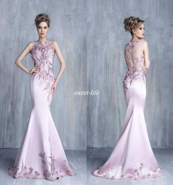 

tony chaaya 2020 evening dresses light purple satin beaded mermaid prom gowns sheer lace applique sleeveless jewel neck part5826681, Black;red