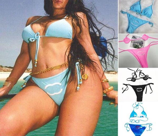 

fashion designer youth girl swimwear mini brazilian swimsuit letter laceup bikini set thongs beach lady bathing suit wom1064556, White