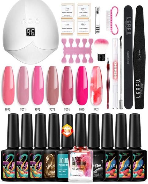 

lacheer 22pcslot 36w nail lamp gel polish set nail dryer manicure soak off long lasting led gel varnish blooming flower effect5810494, Red;pink