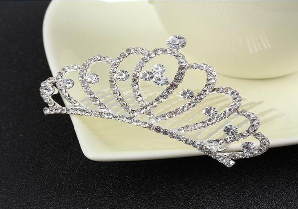 

bridal wedding jewelry crystal hair combs women girls kids crystal crown tiaras shinning rhinestone crown for party gifts1959523, Slivery;white