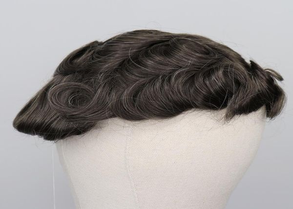 

french lace front mens hairpiece bleached knots toupee human black hair replacement poly skin pu hair system wig for men3187283