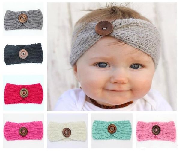 

new baby girls fashion wool crochet headband knit hairband with button decor winter newborn infant ear warmer head headwrap 10 col3511158, Slivery;white