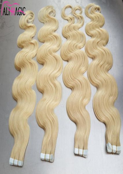 

2020 new body wave tape in hair extension brazilian skin weft 100 real remy human hair wavy 100g 40pcs factory direct1285480, Black