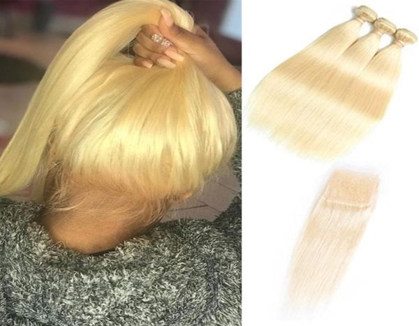

brazilian virgin hair bundles with closures 613 blonde bundles with frontal 1030 inch straight human hair 3 bundles with 44 clos5496563, Black;brown