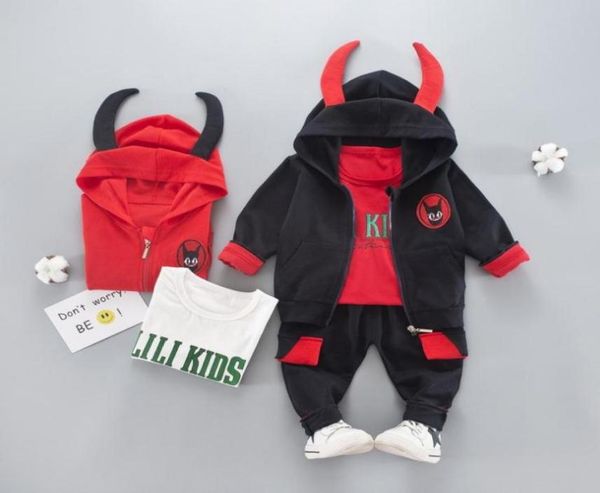 

children clothing sets autumn casual suit baby boys clothes little monster kids coat jacket t shirtpants 3pcs9737629, White