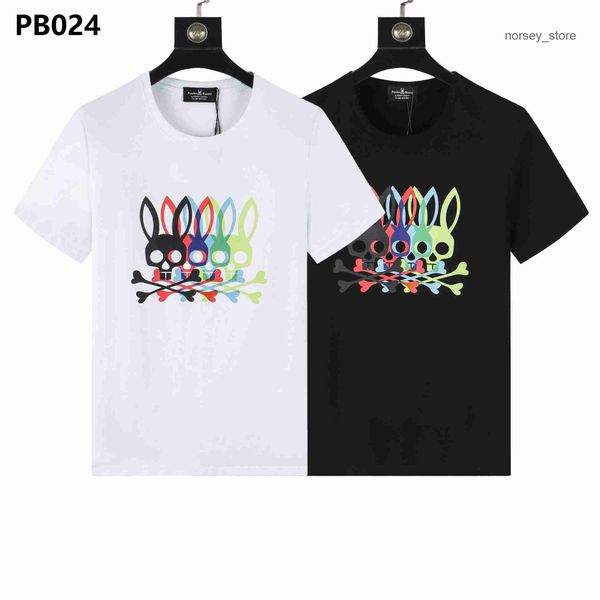 

psycho bunny men's short t-shirt colorful skull rabbit round neck street fashion couple cortez u4l5, White;black