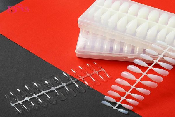 

504pcs pear cut false nail tips stiletto press on no adhesive natural clear full cover gradient french long charms tip design5135829, Red;gold