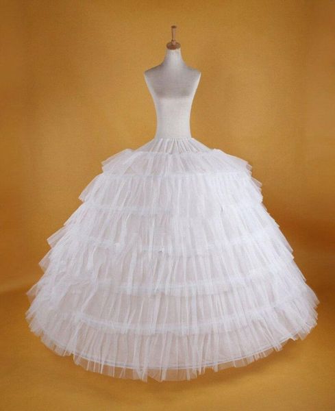 

quality ball gown 6 hoops petticoat for wedding dress crinoline bridal underskirt layes slip 6 hoop skirt for quinceanera dre7054065, White