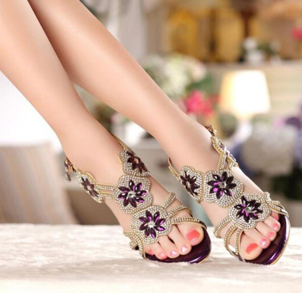 

genuine leather lady high heel sandals summer rhienstone dress shoes purple crystal bridal wedding shoes stiletto heel2573964, Black