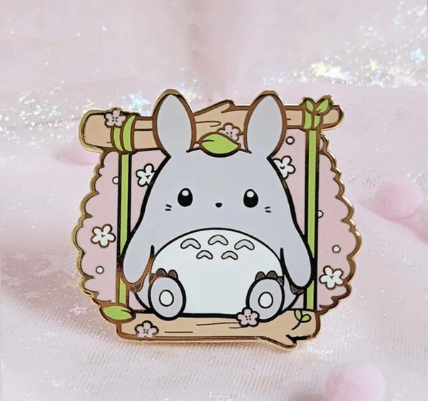 

cute gray bunny sakura cherry blossom hard enamel pin cartoon kawaii totoro brooch accessories anime fans collect badge jewelry1720057, Blue
