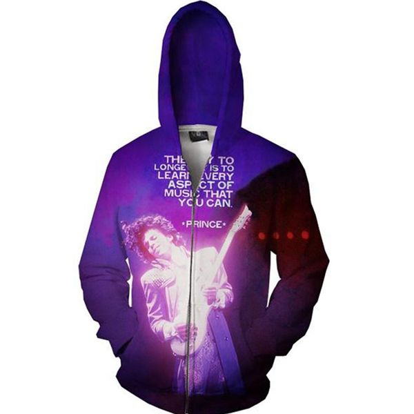 

mens hoodie women prince purple rain 3d printed design long sleeve zip up for teen boys girls sport outwear couples lovers fashion sweatshi, Black