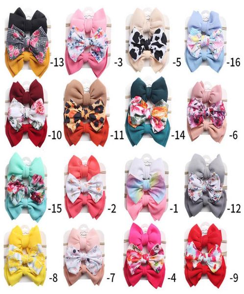 

3pcsset bowknot nylon baby headbands leopard girls headband floral newborn headbands cute baby girl hair accessories kids head ba3946401, Slivery;white