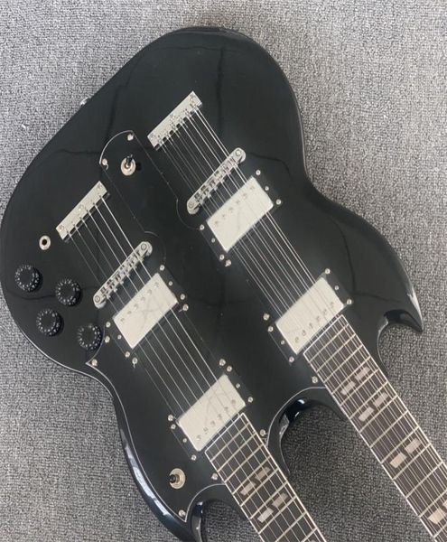 

double neck electric guitar 6 12 strings black customizable2695270