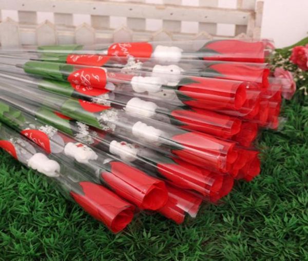 

decoration flower artificial flower valentine039s day gifts single simulation red roses cartoon bear heartshaped silk flow4879858