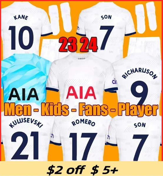 

23 24 KANE SON Soccer Jerseys KULUSEVSKI RICHARLISON PERISIC PEDRO PORRO 2023 2024 DANJUMA ROMERO Tottenham Football kit shirt SpUrS top Men kids set unifomrs tee, 23 24 home adult