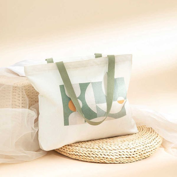 

small group canvas bag for women to commute to class large capacity shoulder bag portable shopping bag artistic and minimalist cloth bag