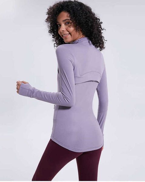 

lulu-78 spring autumn new zipper jacket quick-drying yoga clothes long-sleeve thumb hole training running women slim fitness coat running yo, White