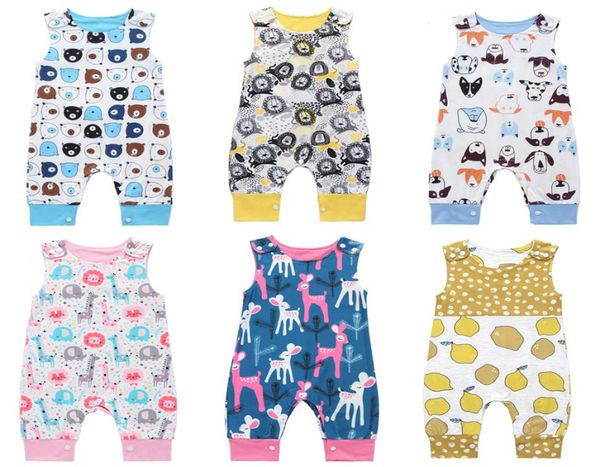 

baby rompers 14 designs summer sleeveless lions lemon dog bear whale printed boy girls newborn infant kids summer clothes jumpsuit6836899, Blue